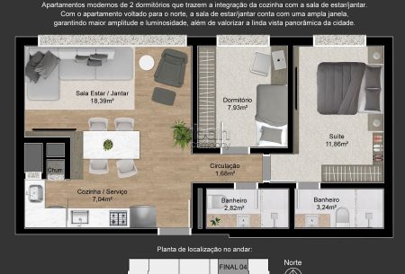 Apartamento com 62m², 2 quartos, 1 suíte, 2 vagas, no bairro Vila Ipiranga em Porto Alegre