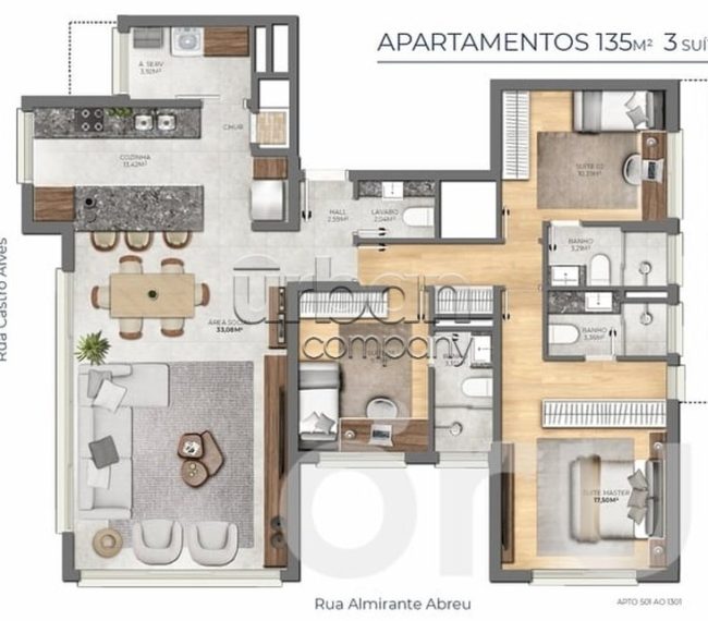 Apartamento com 135m², 3 quartos, 3 suítes, 3 vagas, no bairro Moinhos de Vento em Porto Alegre