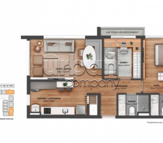 Apartamento com 49m², 2 quartos, 1 suíte, 1 vaga, no bairro Rio Branco em Porto Alegre