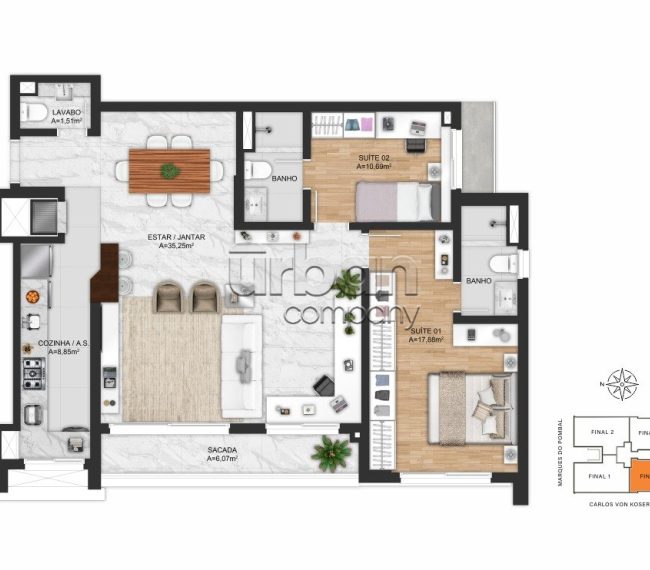 Apartamento com 129m², 3 quartos, 3 suítes, 3 vagas, no bairro Auxiliadora em Porto Alegre