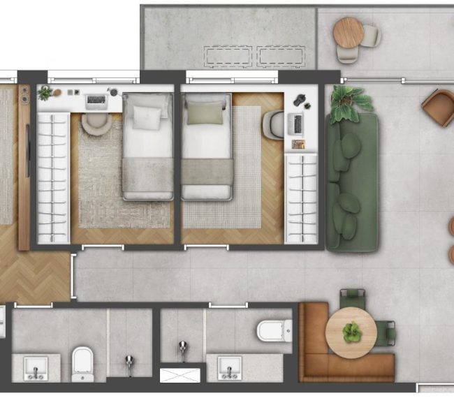 Apartamento com 73m², 3 quartos, 2 vagas, no bairro Bom Fim em Porto Alegre